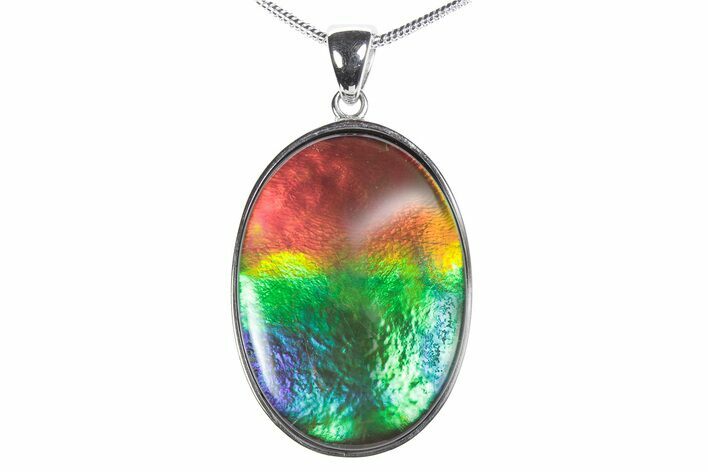 Stunning Ammolite Oval Pendant - Sterling Silver #376223